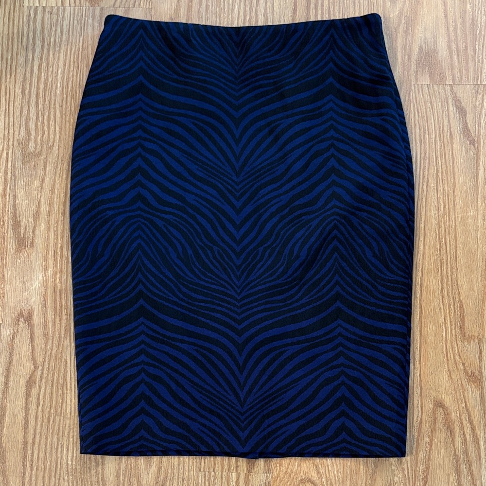 Ann Taylor Black and Blue Zebra Pencil Skirt